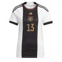 Nemecko Thomas Muller #13 Domáci Ženy futbalový dres MS 2022 Krátky Rukáv